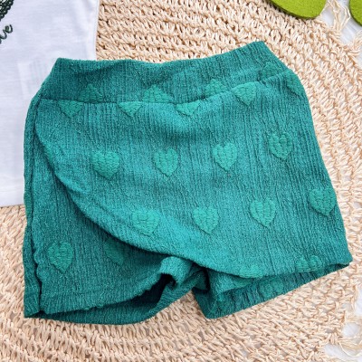 Conj. Blusa Coração Love Paetê e Short Anarruga - Off White e Verde